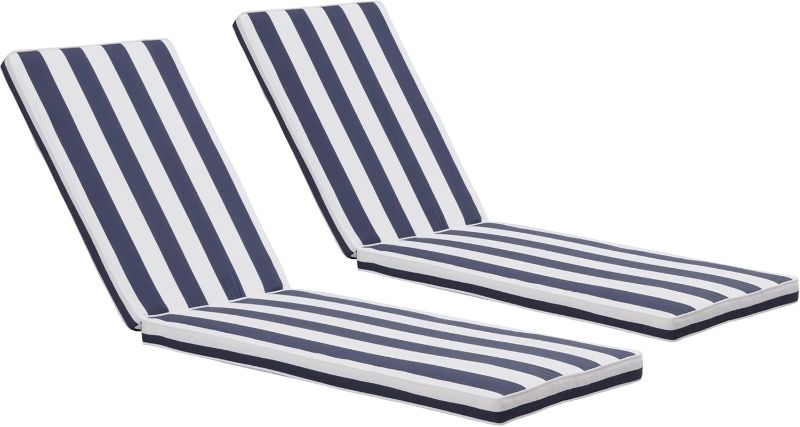 Photo 1 of Only choice 2 Pcs Set Outdoor Lounge Chair Cushions Patio Chaise Lounge Replacement Cushions Furniture Seat Cushions (Blue+White Stripes-2 pcs)