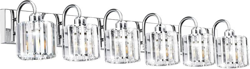 Photo 1 of Bathroom Vanity Light Fixture - 6 Light Chrome Crystal Over Mirror