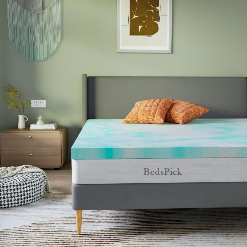 Photo 1 of BedsPick 2 Inch Twin XL Memory Foam Mattress Topper,Memory Foam Dorm XLong Single Mattress Pad Twin Extra Long Gel Infused Mattress Topper for College Dorm