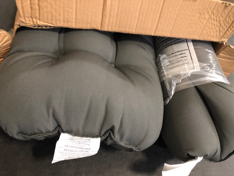 Photo 1 of Wicker Chair Cushions of 2 Pieces Waterproof Tufted Outdoor Seat Cushions for Patio Furniture Sofa Settee Couch 2 U-Shaped Cushions,Dark Grey