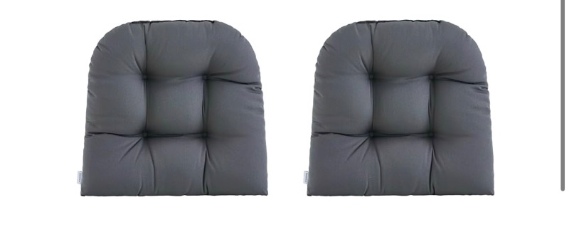 Photo 1 of Wicker Chair Cushions of 2 Pieces Waterproof Tufted Outdoor Seat Cushions for Patio Furniture Sofa Settee Couch 2 U-Shaped Cushions,Dark Grey