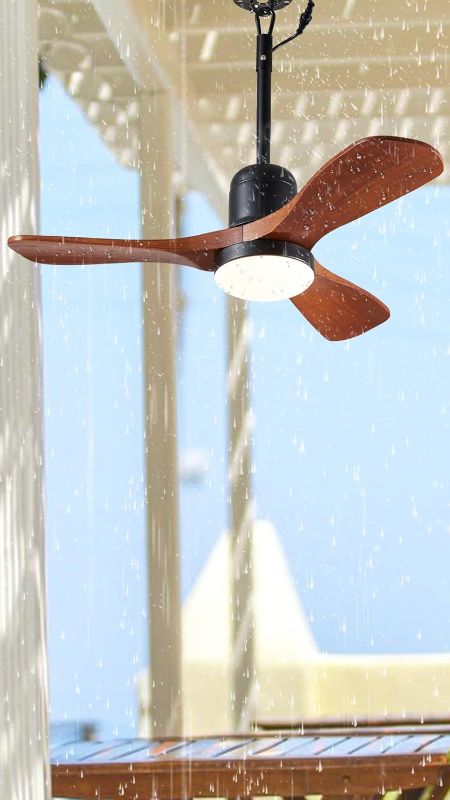 Photo 1 of 36"" Outdoor Gazebo Fan with Dimmable Light and Memory Remote, Plug-In Wet Rated Outdoor Ceiling Fan, Outdoor Hanging Fan For Gazebo, Patio, Waterproof, Walnut, F235-BK-36in