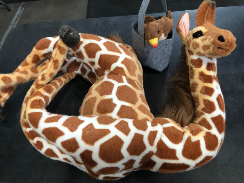 Photo 1 of 47” Large Giraffe Stuffed Animal Set, Giant Giraffe Plush Toys with Birds, Leaves, Basket, Tall Giraffe Toy Standing Lifelike, Gift for Kids Nursery Baby Shower Party