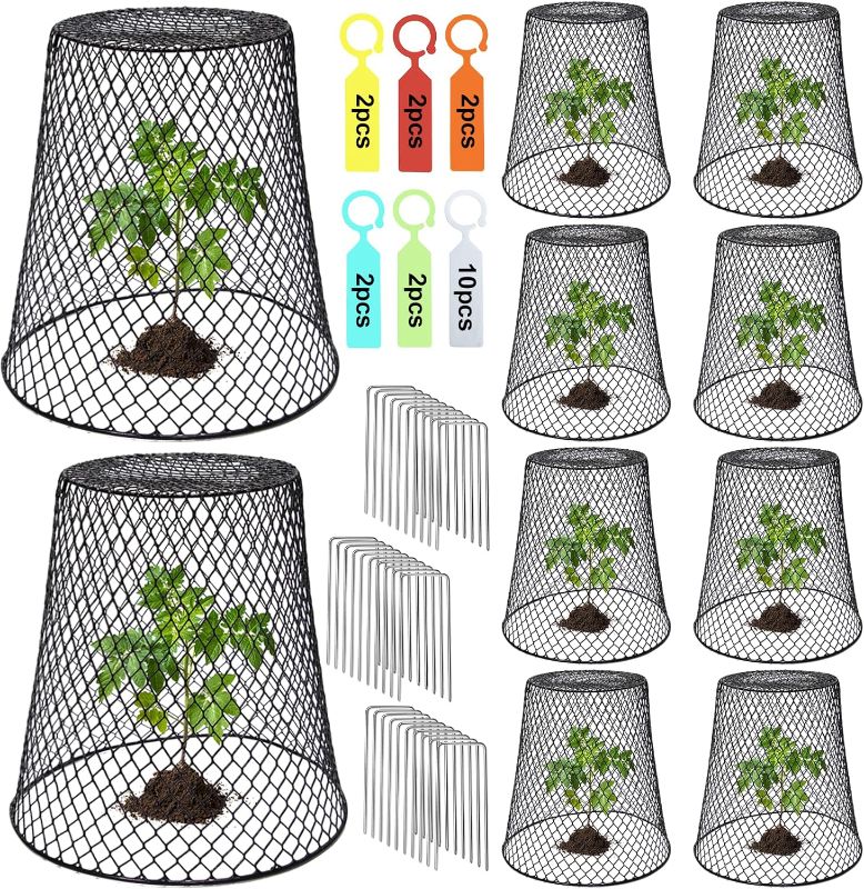 Photo 1 of 10 Pcs Chicken Wire Cloche Plant Covers Garden Netting Metal Heavy Duty Plant Protectors from Animals for Keeping Bunnies Chicken Squirrels Birds Other Out 9.13×9.13 in
