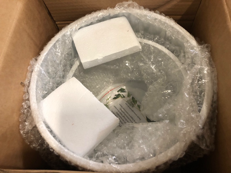 Photo 1 of ARNIS Plants Pots with Stand, Set of 2 P lanters, Unique Mid Century Decorative Metal Flower Pots with Drainage, 8.25 & 10.5 Inch, White and Gold