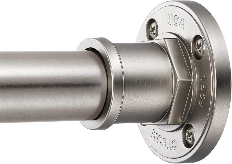 Photo 1 of BRIOFOX Industrial Shower Curtain Rod - 2-in-1 Design Tension Curtain Rod - Never Rust Non-Slip 43 to 72 Inch 304 Stainless Steel, Brushed Nickel Window Curtain Rod