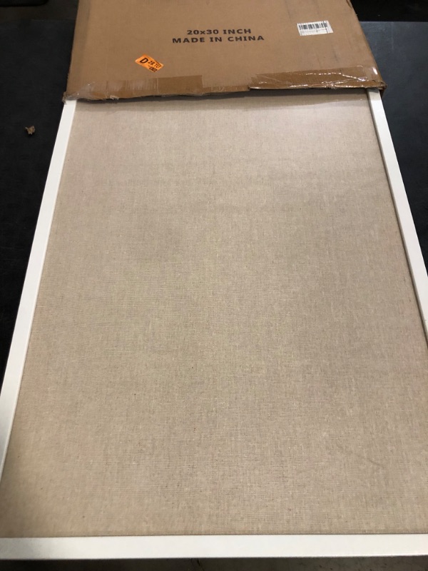 Photo 1 of Cork Board with Linen White,Bulletin Board 30"x20" Hanging Corkboards for Office Home School Message Board or Vision Board Decoration.