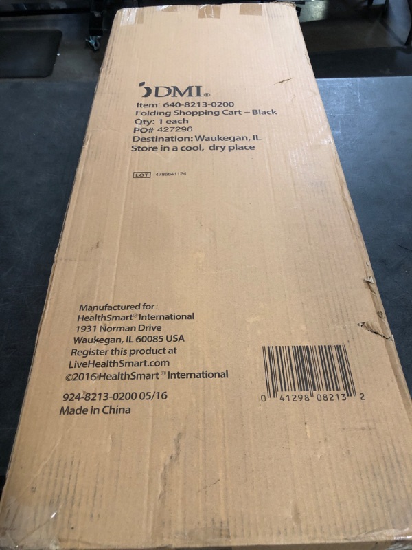 Photo 1 of DMI Utility Cart with Wheels to be used for Shopping, Grocery, Laundry and Stair Climber Cart, Weighs 7.5 Pounds but holds up to 90 Pounds, Compact and Foldable, Black