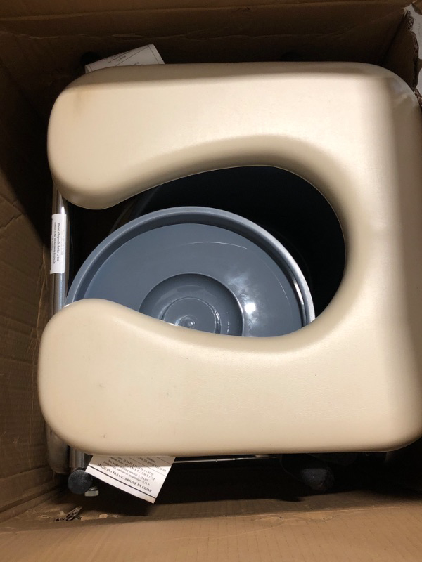 Photo 1 of Medline Drop Arm Commode with Padded Seat and Backrest, Durable Toilet Chair for Adults and Seniors, Removable Pail, Splash Guard, Drop Down Arms for Easy Transfer, 350 lb. Weight Capacity, Tan