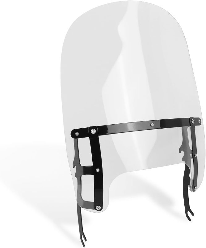 Photo 1 of 19" Motorcycle Windscreen Windshield Compatible with Harley Fat Boy FLFB FLFBS 2018-2023 PC Windscreen Double Bubble (Black, 19 inch)