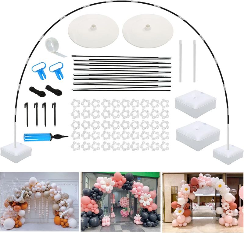 Photo 1 of Balloon Arch, Innovation Large Sturdy Balloon Arch Kit,10Ft Wide & 9FT Tall Adjustable Balloon Stand with Water Fillable Bases, Manual Pump - for Wedding, Birthday, Baby Shower, Graduation