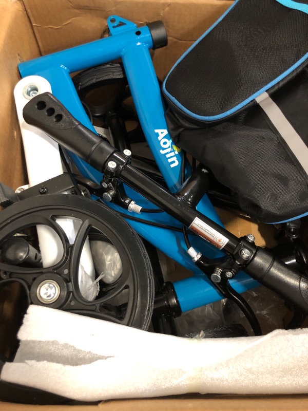 Photo 1 of Knee Scooter, 300lbs Capacity, 13" Big PU Seat, All Terrain Foldable Knee Scooter Walker with Bag for Foot Injuries Compact Crutches Alternative (Blue)
