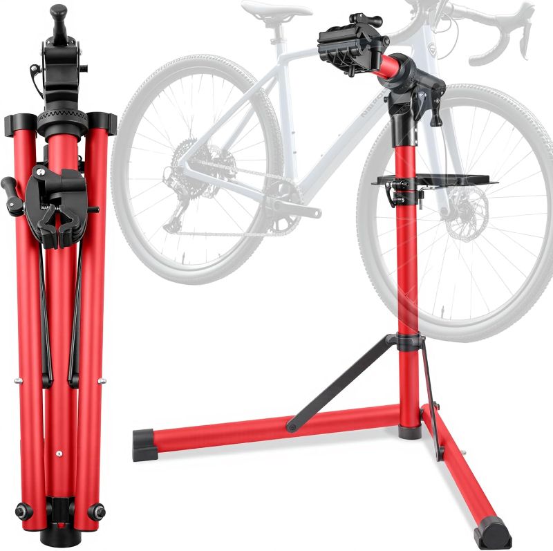 Photo 1 of Heavy Duty E Bike Repair Stand (Max 110 lbs) - Portable Bicycle Stand Maintenance Workstand Aluminum Made For Electric Bikes, Mountain Bike and Road Bike