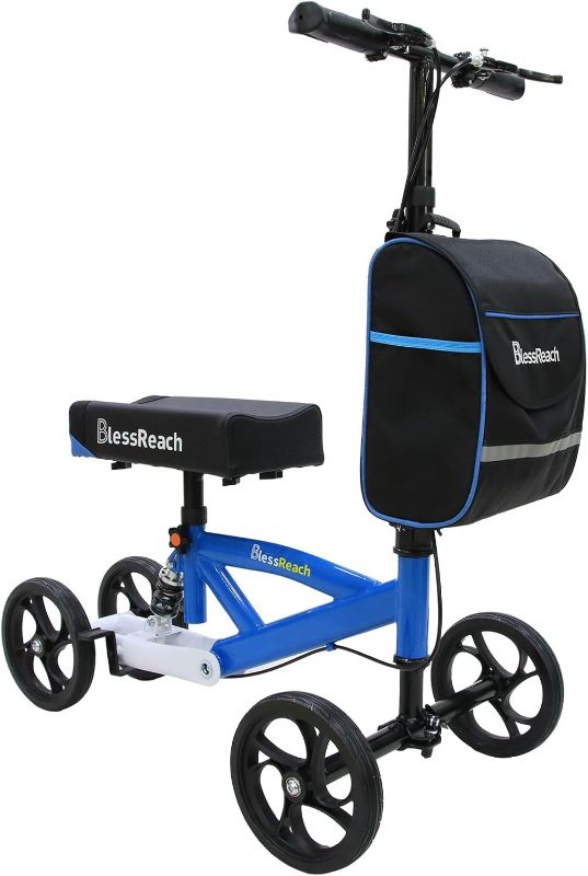 Photo 1 of Economy Knee Scooter Steerable Knee Walker for Foot Injuries Compact Crutches with Dual Rear on-Wheel Brake and Shock Absorption Under The Knee pad