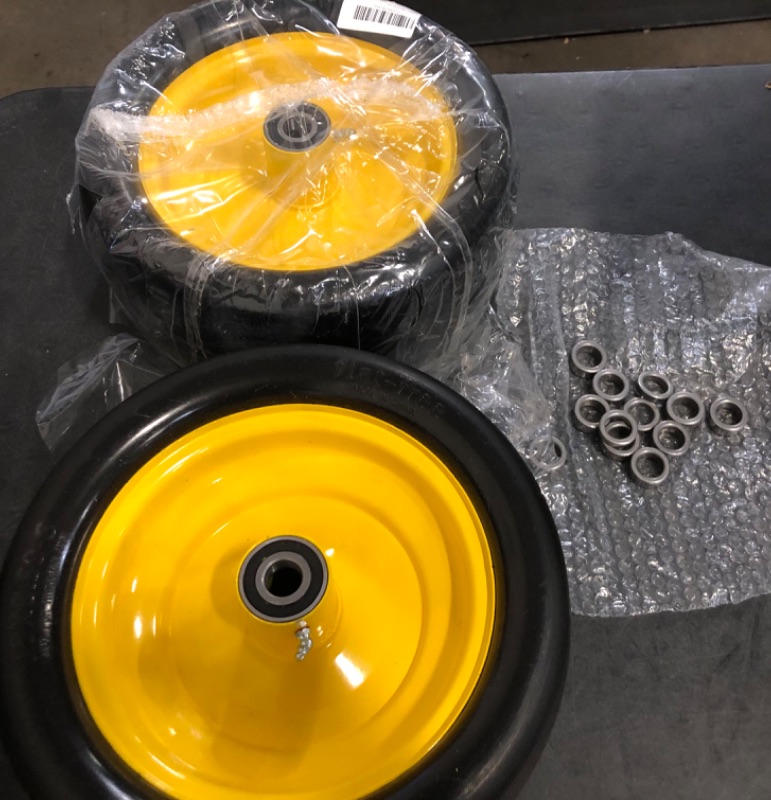 Photo 1 of 2 Pcs Upgrade 13x6.50-6 Lawn Mower Tires Flat Free with 3/4" Bearing, 13x6.50-6 Zero Turn Mower Front Tires, 13x6.5-6 Flat Free Lawn Mower Tires for Commercial Grade Lawn, 5.5"-7.5" Centered Hub