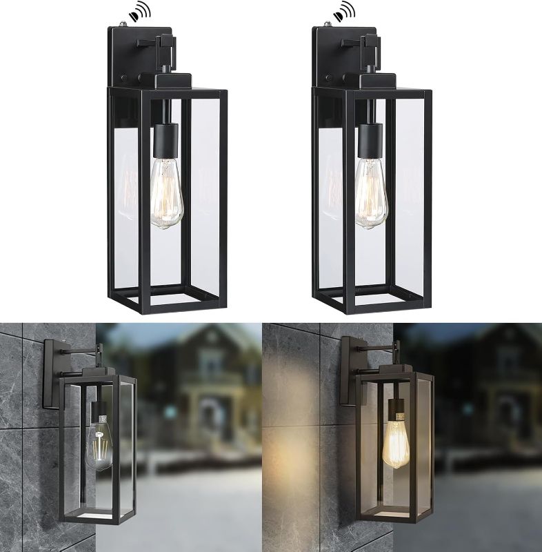 Photo 1 of 2 Pack Large Size Outdoor Wall Lights Dusk to Dawn, 18 Inch Wall Lantern Set for Two Photocell Wall Sconce for Porch Light, Exterior Garage Light, Patio Outdoor Lighting with Sensor