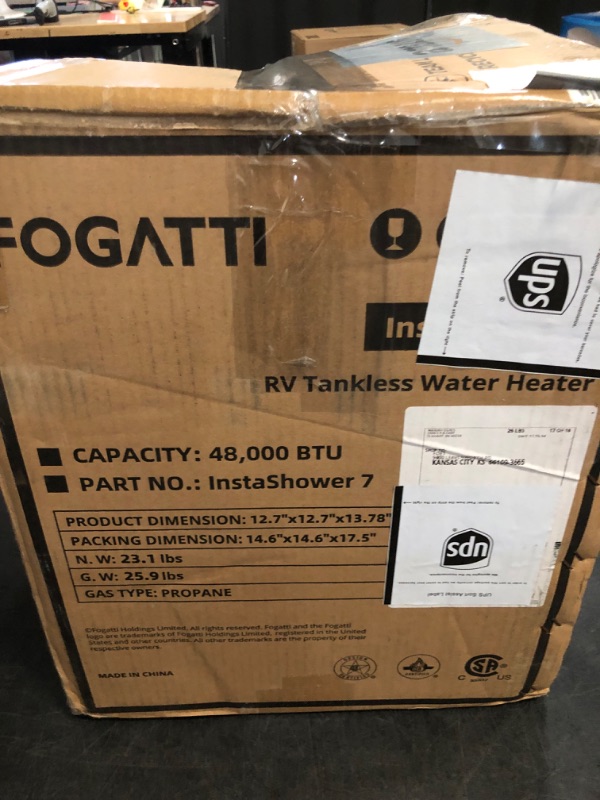 Photo 1 of FOGATTI RV Tankless Water Heater, InstaShower 7, 3 Optional Door Sizes 15"x15", 15"x18" and 18"x18" for Refitment, DC 12V, Optimized Summer Comfort Performance, Ideal for RVers' Family Use