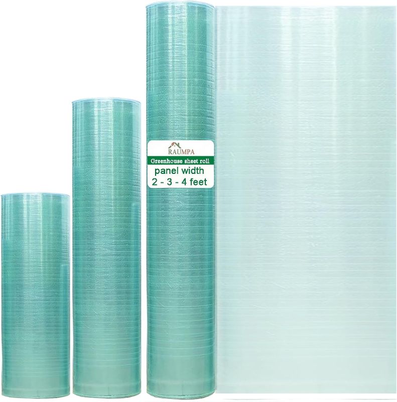 Photo 1 of Polycarbonate Greenhouse Panels 2 x 32 ft, Clear Green Plastic Roof Replacement Sheet Roll Garden House Roofing Cover Covering for Outdoor Solarium Pergola Patio Gazebo Coop