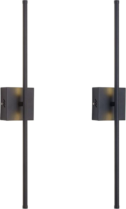 Photo 1 of Modern Wall Sconces Set of Two, Dimmable Hardwired Wall Sconces, 350° Rotate, LED Matte Black Wall Light Fixtures, 3000K Warm Light Wall Lamp for Bathroom, Living Room, 27.8 Inch (2 Pack)