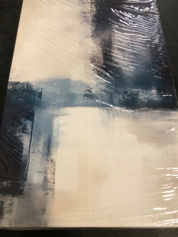 Photo 1 of 3 Pcs Navy Blue Abstract Canvas Wall Art Modern Minimalist Neutral Blue and Grey Paintings Pictures Wall Decor Poster Print Artwork for Living Room Bedroom Office Home Decoration
