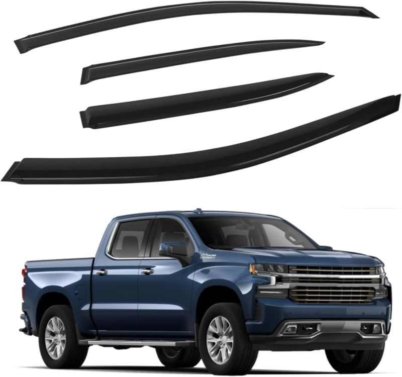 Photo 1 of 4 PCS Window Visors Deflectors Fit for 2019-2025 Chevrolet Silverado/GMC Sierra 1500 Crew Cab, Rain Guards for 2020-2025 Silverado/Sierra 2500 HD & 3500 HD, 2022 Limited Model, Outside Mount