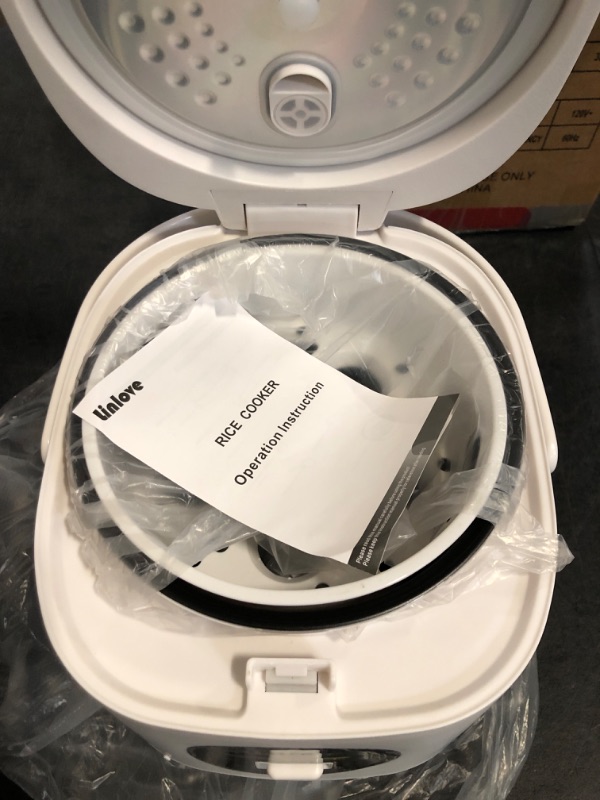 Photo 1 of 3 Cups Mini Rice Cooker Portable 1.6 Quart Capacity Non-Stick Small Rice Maker, Rice cooker with BPA Free,One Touch & Keep Warm Function,Recipe Book,Food Steamer,White,120V