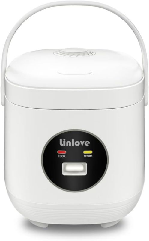 Photo 1 of 3 Cups Mini Rice Cooker Portable 1.6 Quart Capacity Non-Stick Small Rice Maker, Rice cooker with BPA Free,One Touch & Keep Warm Function,Recipe Book,Food Steamer,White,120V