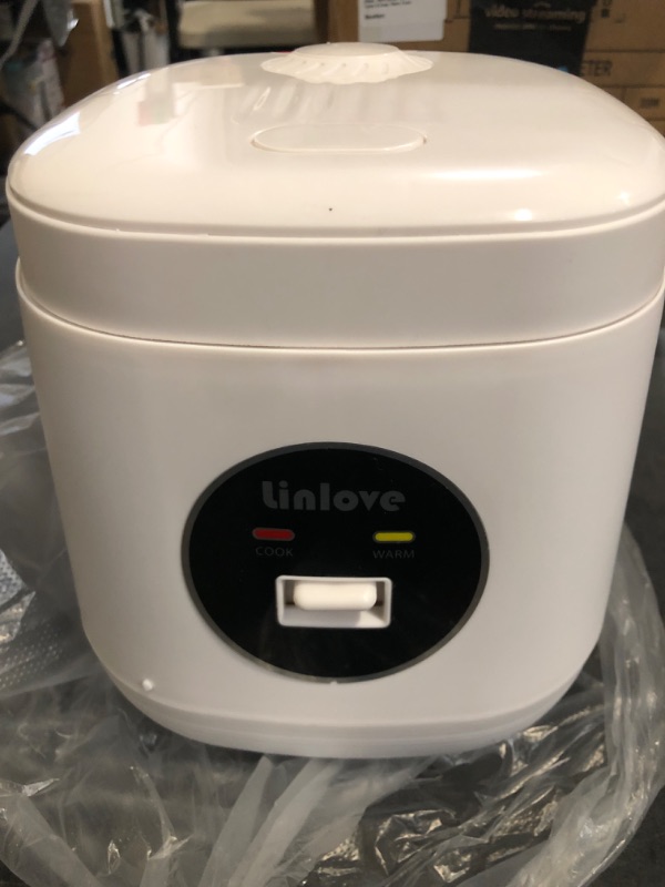 Photo 1 of 3 Cups Mini Rice Cooker Portable 1.6 Quart Capacity Non-Stick Small Rice Maker, Rice cooker with BPA Free,One Touch & Keep Warm Function,Recipe Book,Food Steamer,White,120V