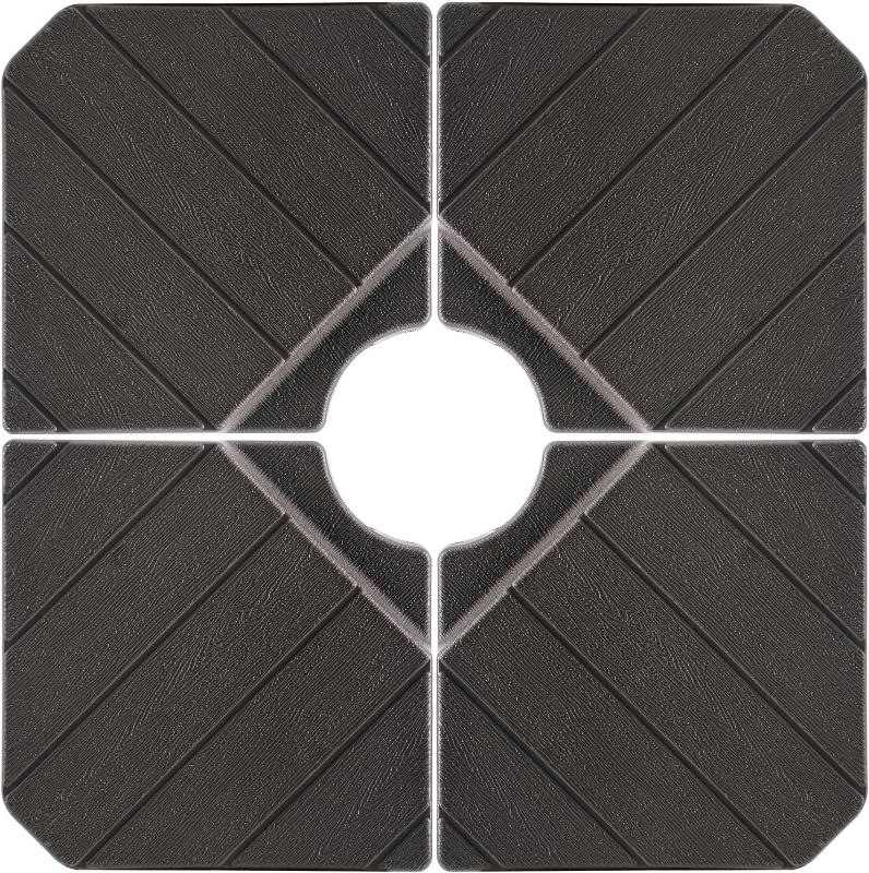 Photo 1 of HOMSHADE 4-Piece 220lbs Patio Umbrella Base Outdoor Stand H18 - Offset Cantilever Heavy Duty Weights Square Base Water or Sand Refillable Plate Set