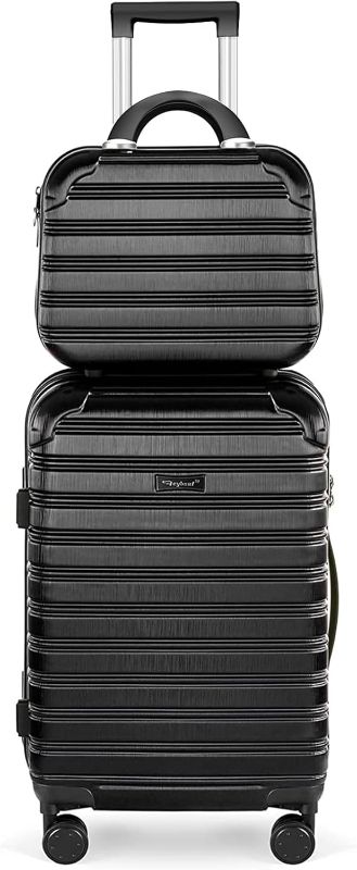 Photo 1 of Hard Case Luggage 2 Piece Sets Carry On Luggage Lightweight With Spinner Wheels Rolling Suitcase 22x14x9 Airline Approved PC+ABS TSA Lock Hardshell Travel Carry On Hardside 14/20 Inch 2PCS,Black