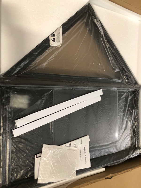 Photo 1 of Large American Veteran Flag Display Case Solid Wood Memorial Flag Display Case with HD Tempered Glass for 5' X 9.5' Folded Burial Flag Military Flag Display Case with Certificate Holder, Black Finish
