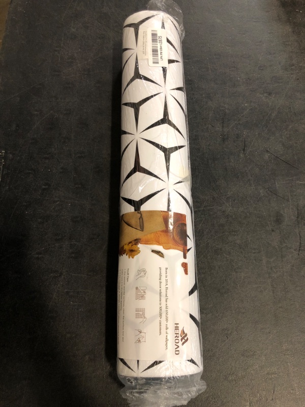 Photo 1 of Heroad Wall Paper Peel and Stick Modern Black and White Wallpaper Peel and Stick Boho Geometric Contact Paper for Cabinets and Drawers Renter Friendly Self-Adhesive Removable Waterproof 17.7” x 787”
