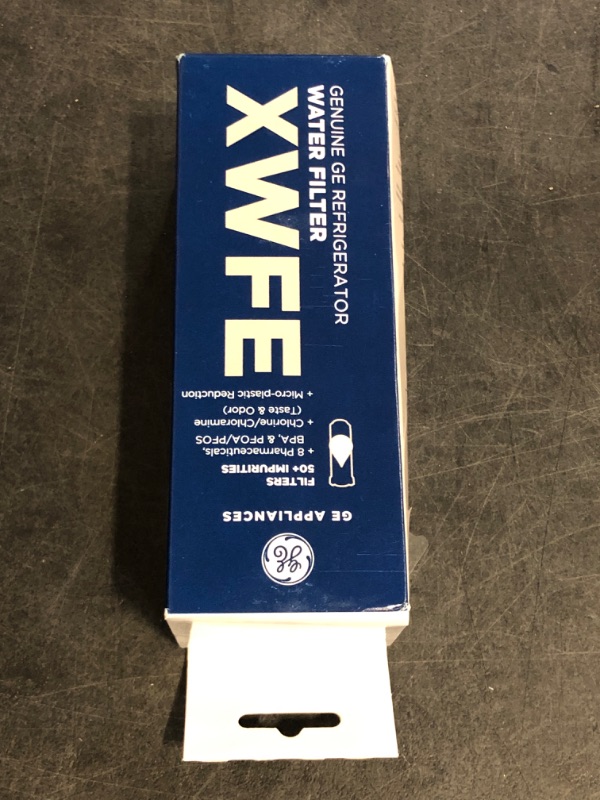 Photo 1 of GE XWFE Refrigerator Water Filter, Genuine Replacement Filter, Certified to Reduce Lead, Sulfur, and 50+ Other Impurities, Replace Every 6 Months for Best Results, Pack of 1