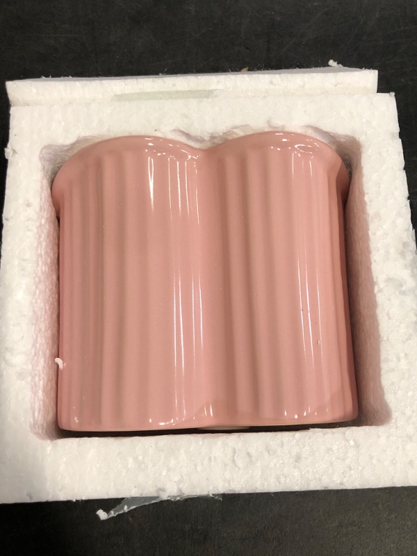 Photo 1 of Pink Ceramic Raised Cat Bowls, Tilted Elevated Food or Water Bowls, Stress Free, Backflow Prevention, Dishwasher and Microwave Safe, Lead & Cadmium Free