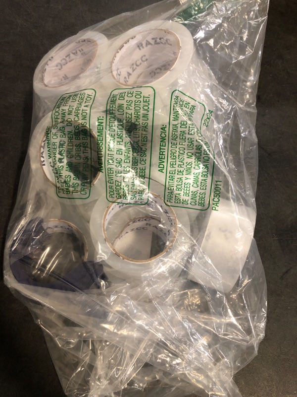 Photo 1 of RAZCC Packing Tape, 12 Rolls Clear Heavy Duty Packaging Tape with Dispensers for Packing, Shipping, Moving and Mailing, Thicker Sealing Tape-1.88" x 65 Yards Per Roll, 780 Total Yards