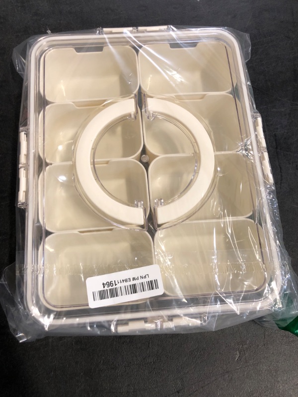 Photo 1 of Divided Serving Tray with Lid and Handle - Snackle Box Charcuterie Container for Portable Snack Platters - Clear Organizer for Candy, Fruits, Nuts, Snacks - Perfect for Party, Entertaining