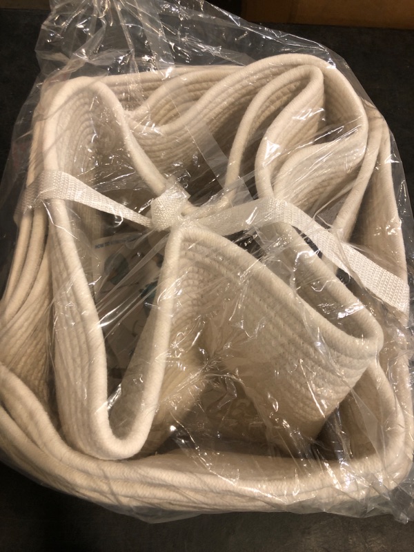 Photo 1 of UBBCARE 4 Pack Baskets for Organizing, Woven Storage Baskets for Toys and Towel, Rectangle Cotton Rope Basket with Handles, 15''L x10''W x9''H, White