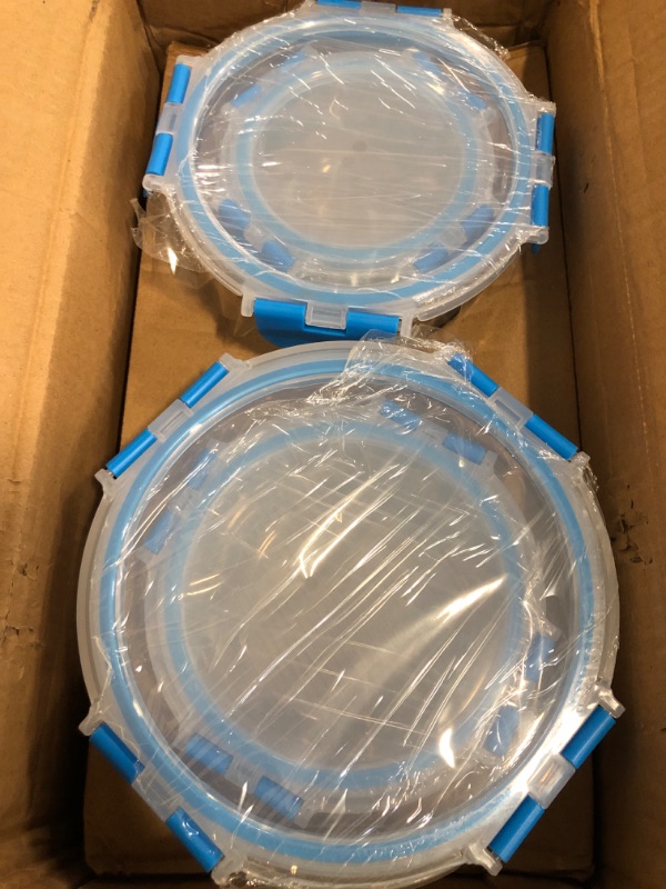 Photo 1 of KOMUEE 24 Pieces Glass Food Storage Containers Set,Glass Meal Prep Containers-Stackable Airtight Glass Storage Containers with lids,Freezer, Microwave, Oven Safe,Blue