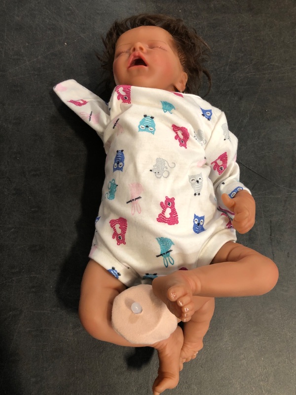 Photo 1 of iCradle Black Realistic Reborn Baby Dolls Girls 18 Inch African American Lifelike Sleeping Newborn Baby Doll Toy for Ages 3+