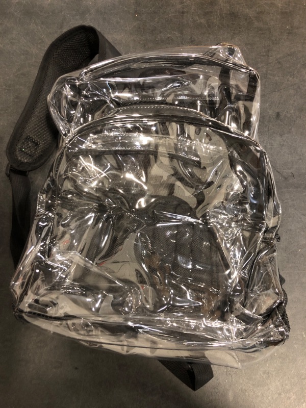 Photo 1 of Vorspack Clear Backpack Heavy Duty PVC Transparent Backpack with Reinforced Strap Stitches & Large Capacity for College Workplace Security - Black