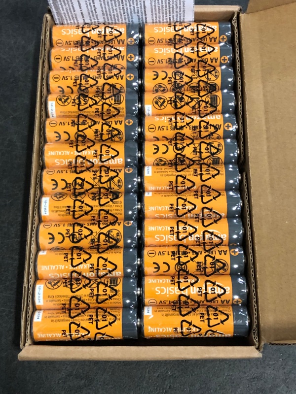 Photo 1 of Amazon Basics 48-Pack AA Alkaline High-Performance Batteries, 1.5 Volt, 10-Year Shelf Life