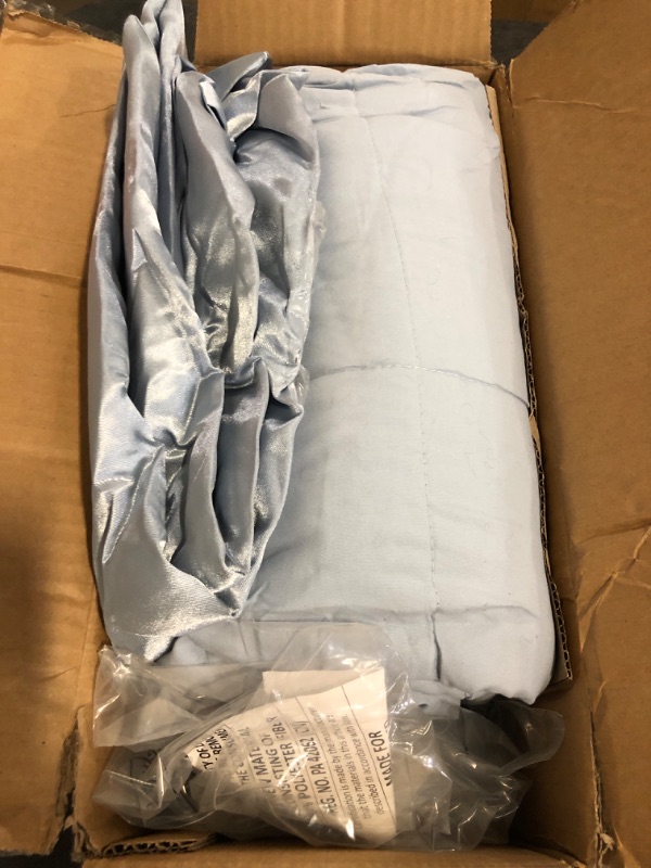 Photo 1 of Madison Park Windom Down Alternative Blanket, Premium 3M Scotchgard Moisture Wicking Treatment, Lightweight and Soft Bed Cover For All Season, Satin Trim, Blue Twin