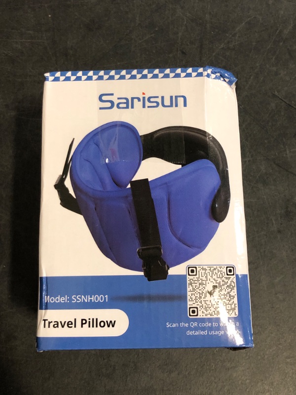 Photo 1 of SARISUN Travel Pillows for Airplanes, Airplane Pillow for Long Flight, Airplane Head Strap with Eye Mask for Sleep, Travel Neck Pillow for Car Road Trip, 360° Support Headrest, Stop Bobblehead, Black