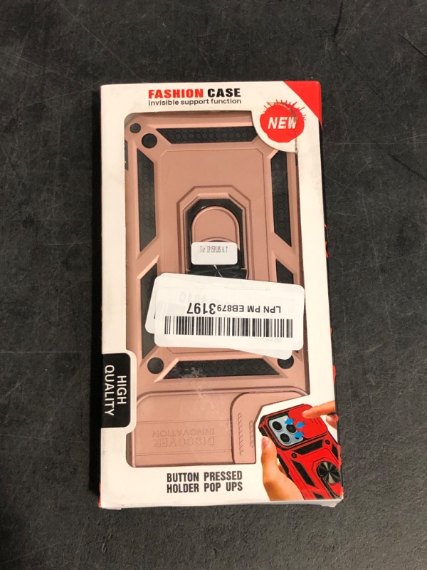 Photo 1 of Goton for iPhone 15 Plus Case with Screen Protector - Slide Camera Cover Protective Phone Case with Ring Stand, Heavy Duty Shockproof Rugged Bumper for iPhone 15 Plus Accessories Rose Gold