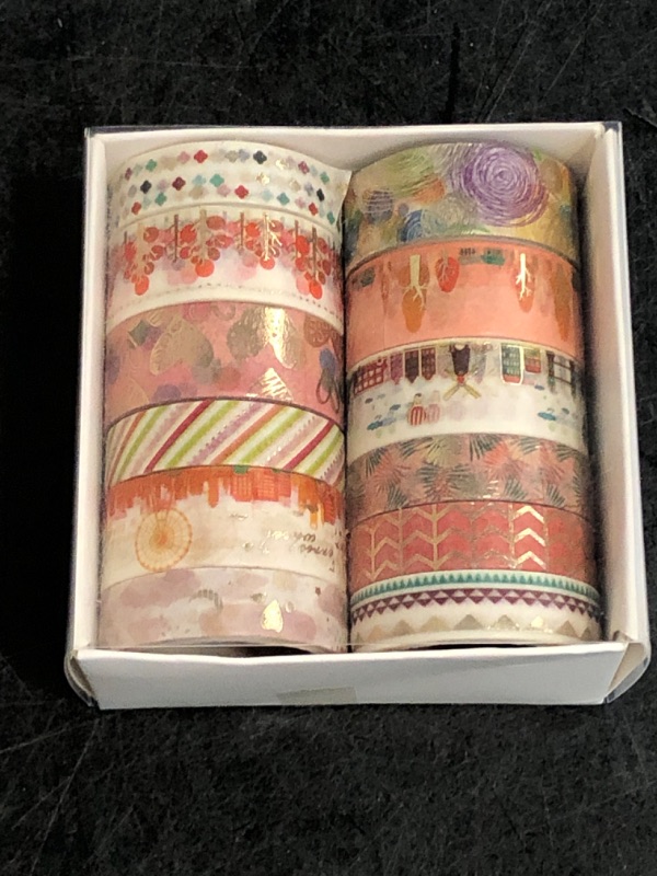 Photo 1 of Cotrida 12 Rolls Gold Washi Tape Set, 10mm /15mm Cute Patterns Skinny Masking Tape, Decorative Tape for Arts, DIY Crafts, Journals, Planners, Scrapbook, Wrapping