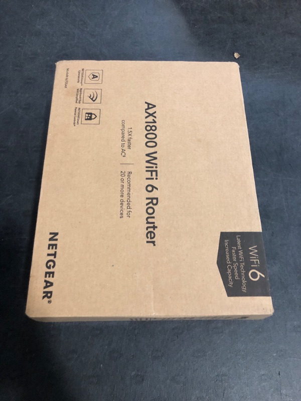 Photo 1 of NETGEAR 4-Stream WiFi 6 Router (R6700AX) – Security Features, AX1800 Wireless Speed (Up to 1.8 Gbps), Covers up to 1,500 sq. ft., 20 devices