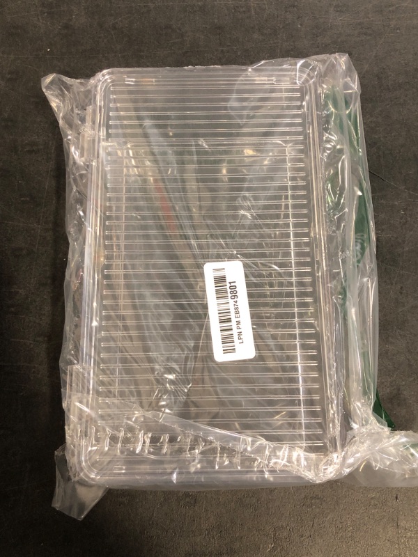 Photo 1 of Isaac Jacobs Medium Stackable Organizer Bin (10.75”x6.5”x3.7”) w/ Hinged Lid, Clear Storage Box, Home, Office, School, Fridge, Bathroom, Kitchen, Pantry Container, BPA-Free, Food Safe (Medium, Clear)