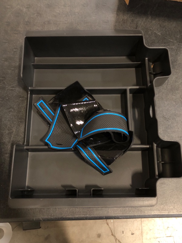 Photo 1 of TACOBRO [Full-Coverage Center Console Organizer Compatible with 2019-2022 Chevy Silverado 1500/GMC Sierra 1500 and 2020-2023 Silverado/Sierra 2500/3500HD Accessories, Armrest Insert Tray, Blue