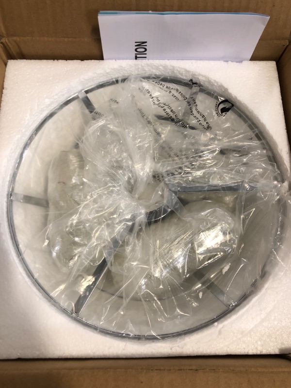 Photo 1 of YYJLX Modern E26 Small Crystal Chandelier Semi Flush Mount Ceiling Light Fixture Silver Ceiling Lamp for Hallway Bedroom Bathroom Closet Bedroom Foyer Chrome