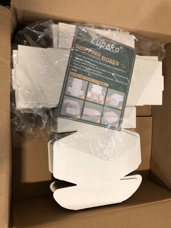 Photo 1 of Eupako 4x4x2" Corrugated Box Mailers 50 Pack White Cardboard Small Shipping Boxes for Mailing (with 50 Stickers)
